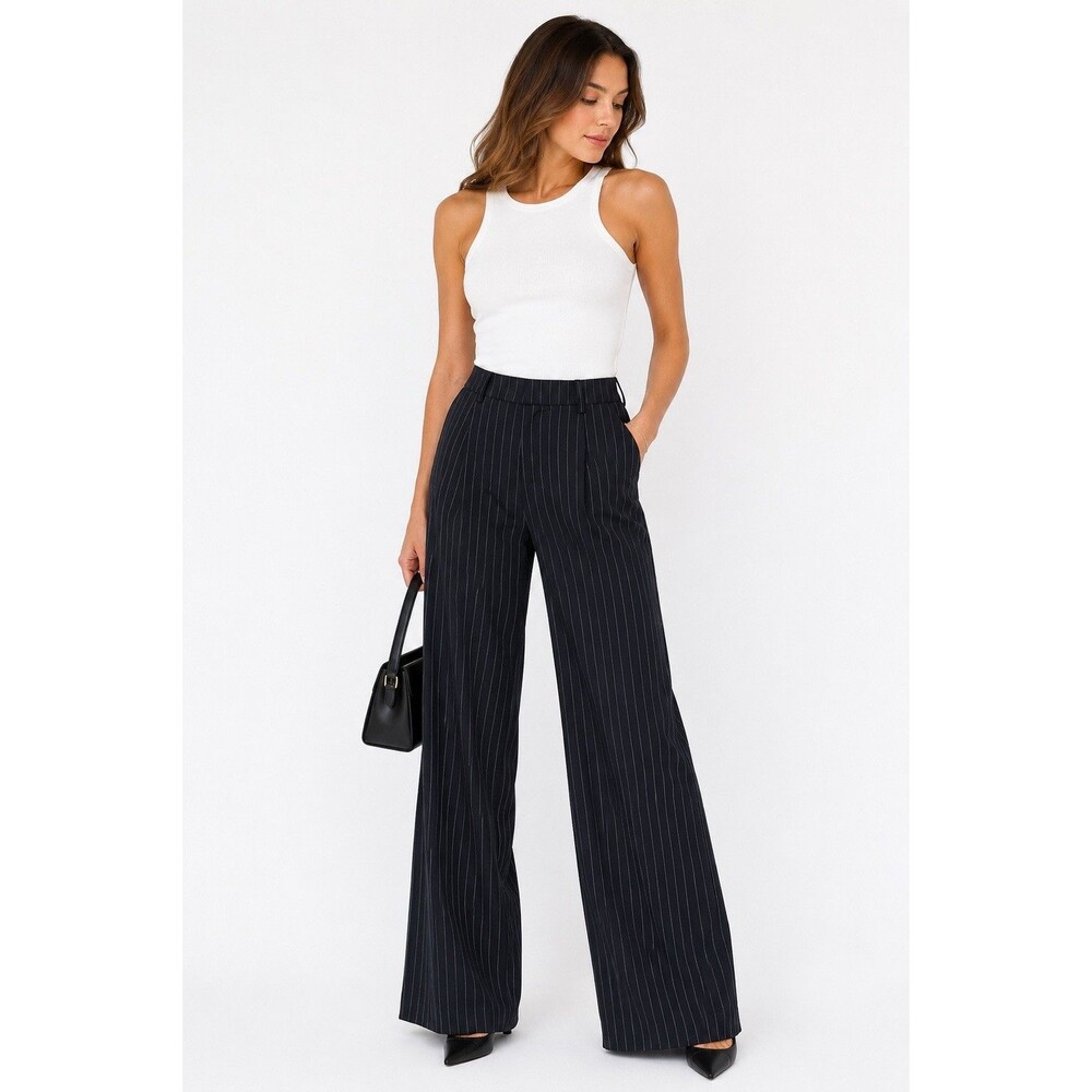 We Wore What Wide Leg Pinstripe Trouser Pants Preppy Office Siren Chic Size 00